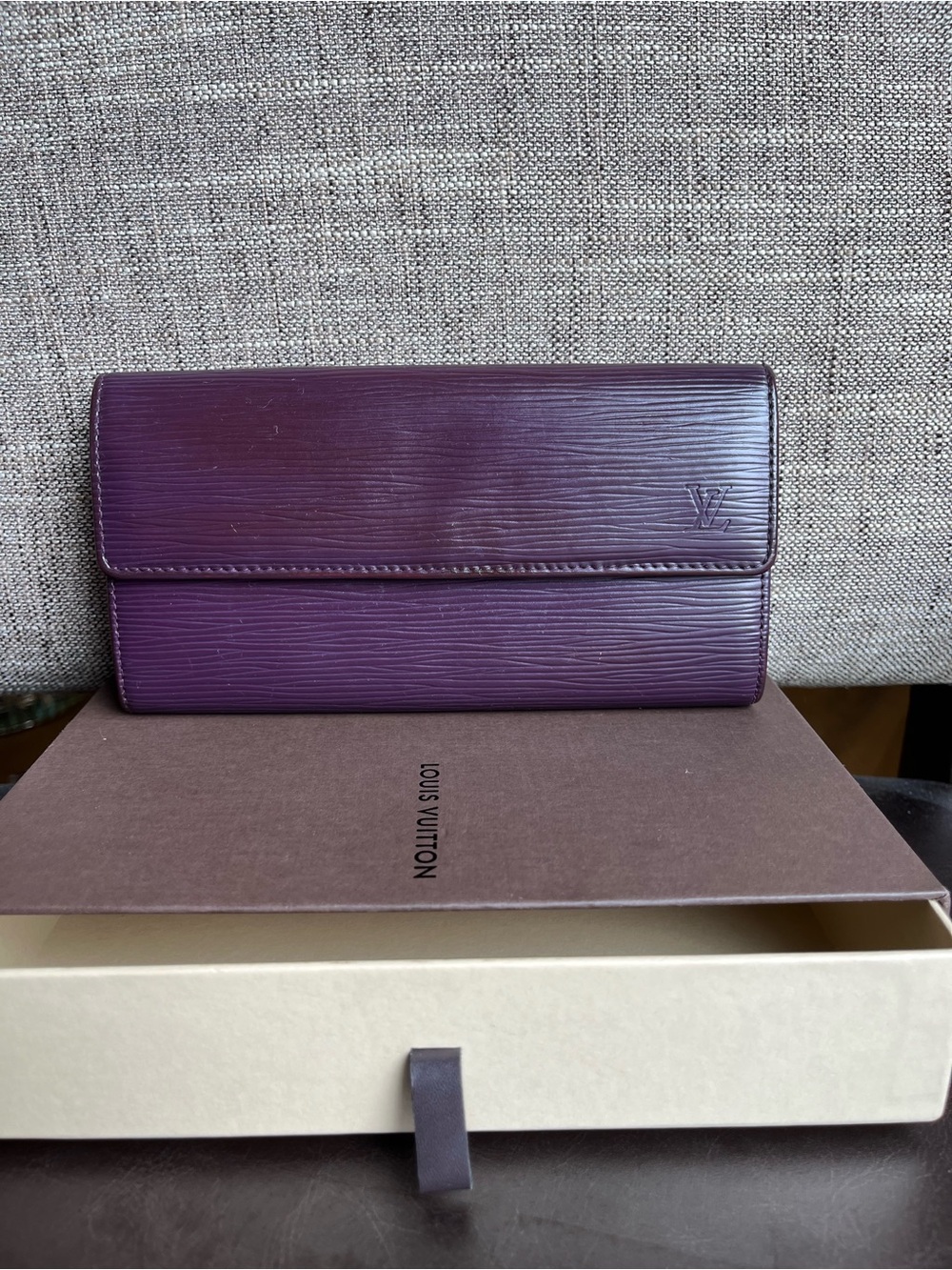 Louis Vuitton Purple Epi Leather Wallet Silver Hardware